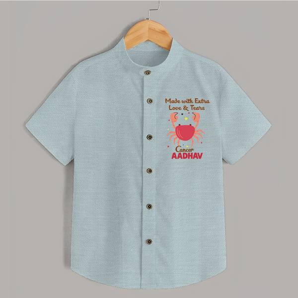 Made With Extra Love And Tears Cancer Shirt | Custom Cancer Shirt for Your Little One - ARCTIC BLUE - 0 - 6 Months Old (Chest 23")