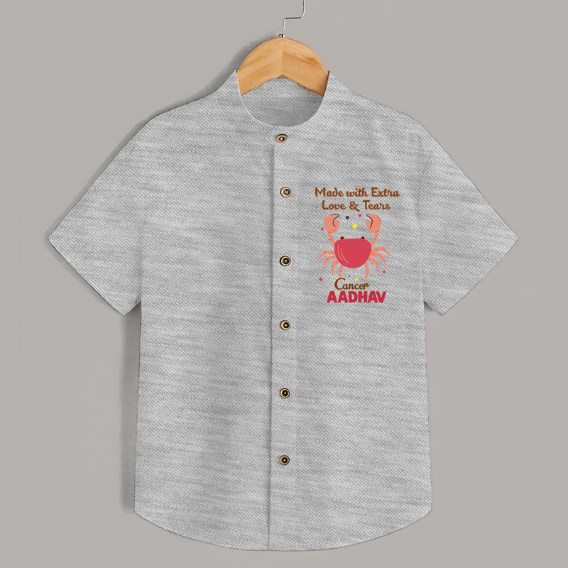 Made With Extra Love And Tears Cancer Shirt | Custom Cancer Shirt for Your Little One - GREY - 0 - 6 Months Old (Chest 23")