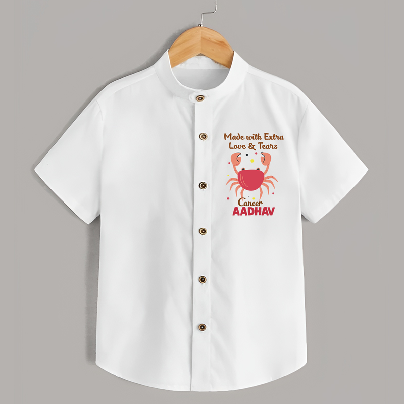 Made With Extra Love And Tears Cancer Shirt | Custom Cancer Shirt for Your Little One - WHITE - 0 - 6 Months Old (Chest 23")