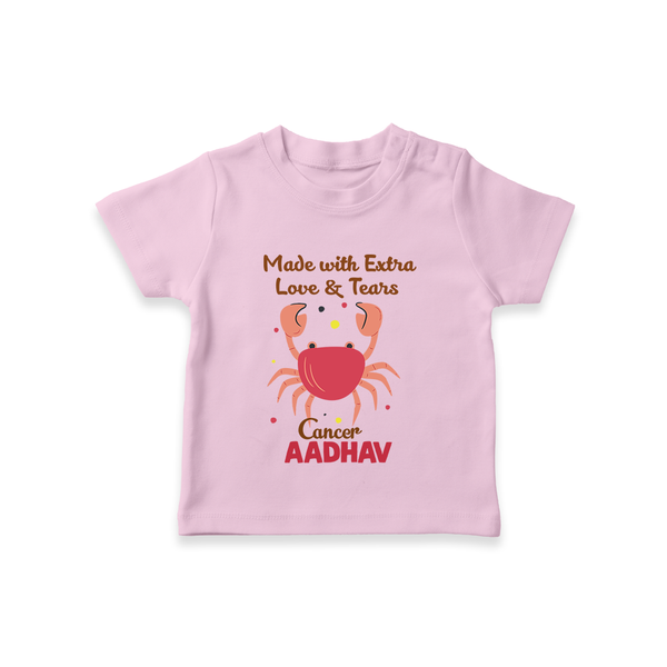 Made With Extra Love And Tears Cancer T-Shirt | Custom Cancer T-Shirt for Your Little One - BABY PINK - 0-5 Months Old (Chest 17")