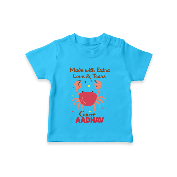 Made With Extra Love And Tears Cancer T-Shirt | Custom Cancer T-Shirt for Your Little One - SKY BLUE - 0-5 Months Old (Chest 17")
