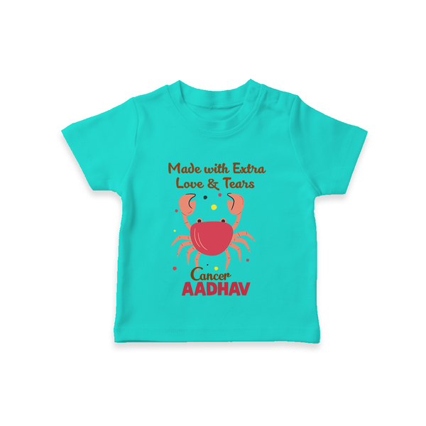 Made With Extra Love And Tears Cancer T-Shirt | Custom Cancer T-Shirt for Your Little One - TEAL - 0-5 Months Old (Chest 17")