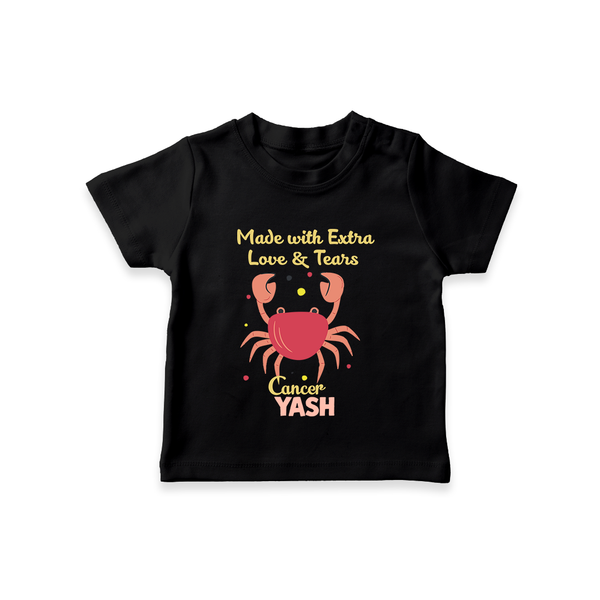 Made With Extra Love And Tears Cancer T-Shirt | Custom Cancer T-Shirt for Your Little One - BLACK - 0-5 Months Old (Chest 17")
