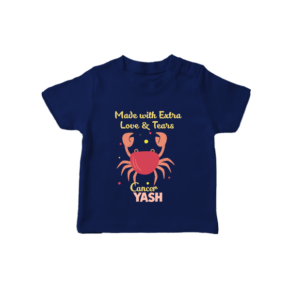 Made With Extra Love And Tears Cancer T-Shirt | Custom Cancer T-Shirt for Your Little One - NAVY BLUE - 0-5 Months Old (Chest 17")