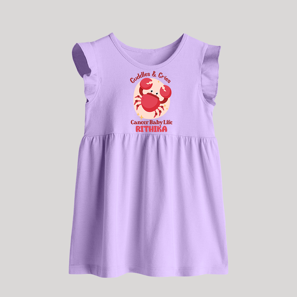 Cuddles And Cries Cancer Baby Life Baby Frock | Personalized Cancer Baby Frock for Your Cuddly Baby - LILAC - 0 - 3 Months Old (Chest 17")