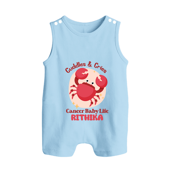 Cuddles And Cries Cancer Baby Life Romper Suit / Sleeveless Romper | Personalized Cancer Romper Suit / Sleeveless Romper for Your Cuddly Baby - BABY BLUE - 0 - 5 Months Old (Chest 18")