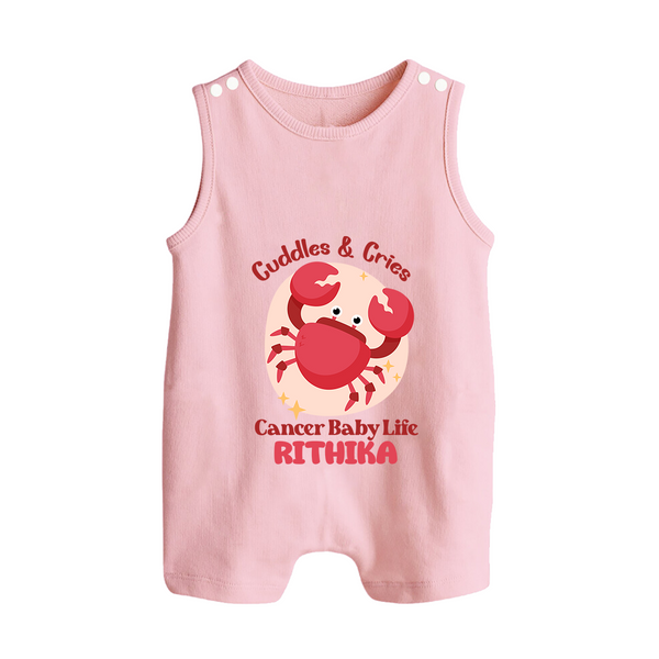 Cuddles And Cries Cancer Baby Life Romper Suit / Sleeveless Romper | Personalized Cancer Romper Suit / Sleeveless Romper for Your Cuddly Baby - BABY PINK - 0 - 5 Months Old (Chest 18")