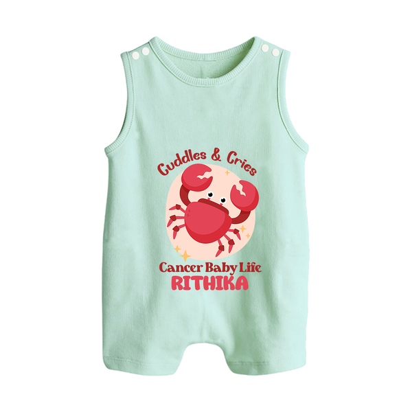 Cuddles And Cries Cancer Baby Life Romper Suit / Sleeveless Romper | Personalized Cancer Romper Suit / Sleeveless Romper for Your Cuddly Baby - MINT GREEN - 0 - 5 Months Old (Chest 18")