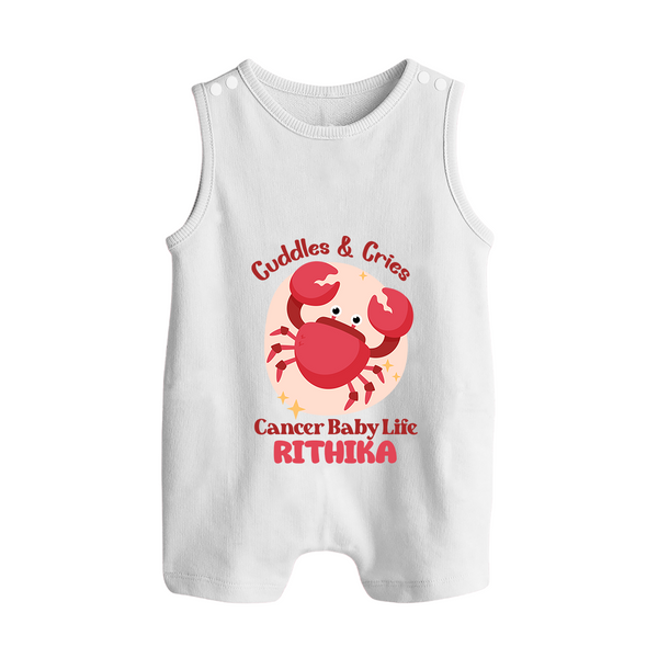 Cuddles And Cries Cancer Baby Life Romper Suit / Sleeveless Romper | Personalized Cancer Romper Suit / Sleeveless Romper for Your Cuddly Baby - WHITE - 0 - 5 Months Old (Chest 18")