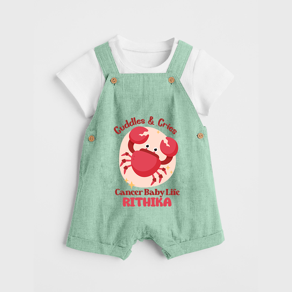 Cuddles And Cries Cancer Baby Life Dungaree Set | Personalized Cancer Dungaree Set for Your Cuddly Baby - MINT GREEN - 0 - 5 Months Old (Chest 18")