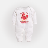 Cuddles And Cries Cancer Baby Life Sleepsuit / Full Sleeve Bodysuit | Personalized Cancer Sleepsuit / Full Sleeve Bodysuit for Your Cuddly Baby - WHITE - New Born (Chest 7.5")