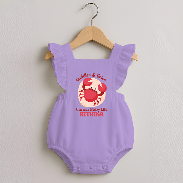Cuddles And Cries Cancer Baby Life Romper Frock | Personalized Cancer Romper Frock for Your Cuddly Baby - LILAC - 0 - 3 Months Old (Chest 19")