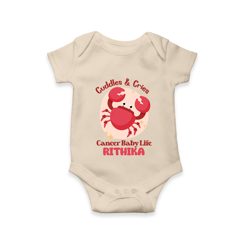 Cuddles And Cries Cancer Baby Life Romper / Onesie | Personalized Cancer Romper / Onesie for Your Cuddly Baby - IVORY - New Born (Chest 14")