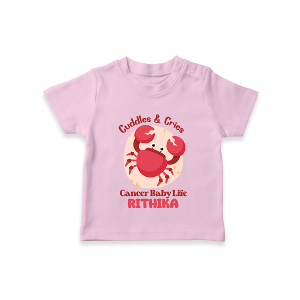 Cuddles And Cries Cancer Baby Life T-Shirt | Personalized Cancer T-Shirt for Your Cuddly Baby - BABY PINK - 0-5 Months Old (Chest 17")