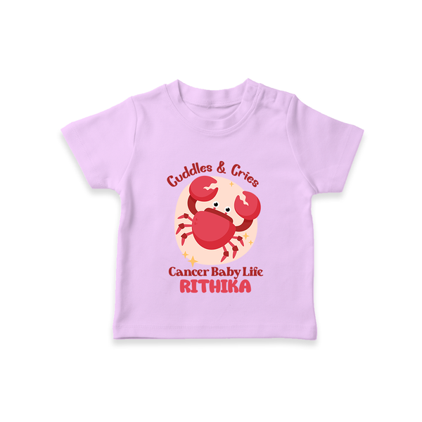 Cuddles And Cries Cancer Baby Life T-Shirt | Personalized Cancer T-Shirt for Your Cuddly Baby - LILAC - 0-5 Months Old (Chest 17")
