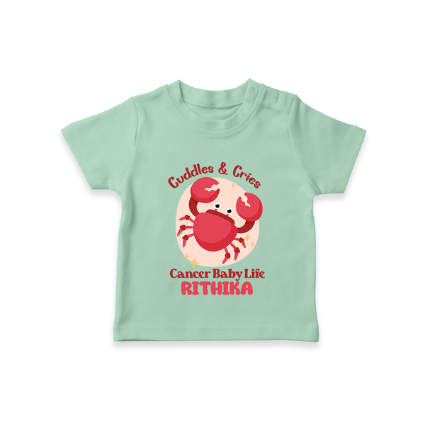 Cuddles And Cries Cancer Baby Life T-Shirt | Personalized Cancer T-Shirt for Your Cuddly Baby - MINT GREEN - 0-5 Months Old (Chest 17")