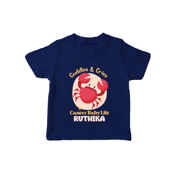 Cuddles And Cries Cancer Baby Life T-Shirt | Personalized Cancer T-Shirt for Your Cuddly Baby - NAVY BLUE - 0-5 Months Old (Chest 17")