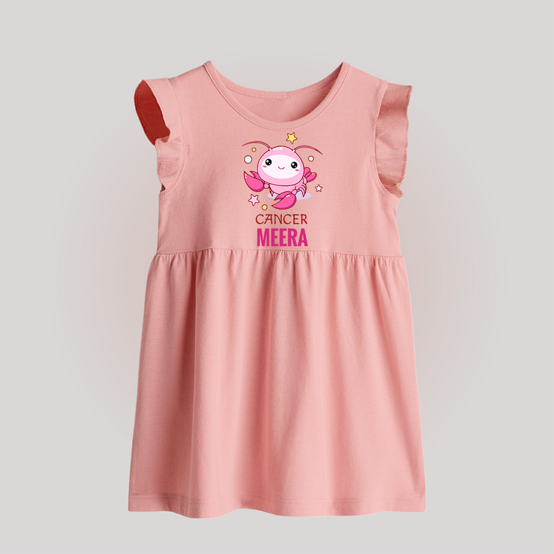 Cancer Baby Frock | Custom Baby Frock for Your Little Cancer Baby - BABY PINK - 0 - 3 Months Old (Chest 17")