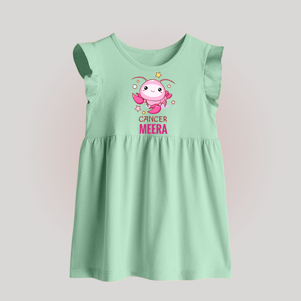 Cancer Baby Frock | Custom Baby Frock for Your Little Cancer Baby - MINT GREEN - 0 - 3 Months Old (Chest 17")
