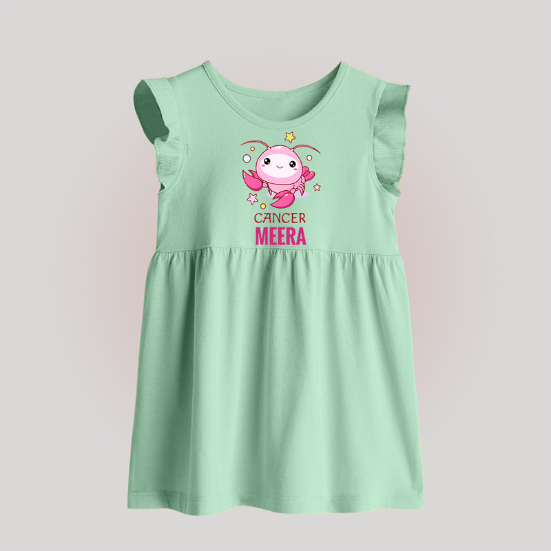Cancer Baby Frock | Custom Baby Frock for Your Little Cancer Baby - MINT GREEN - 0 - 3 Months Old (Chest 17")