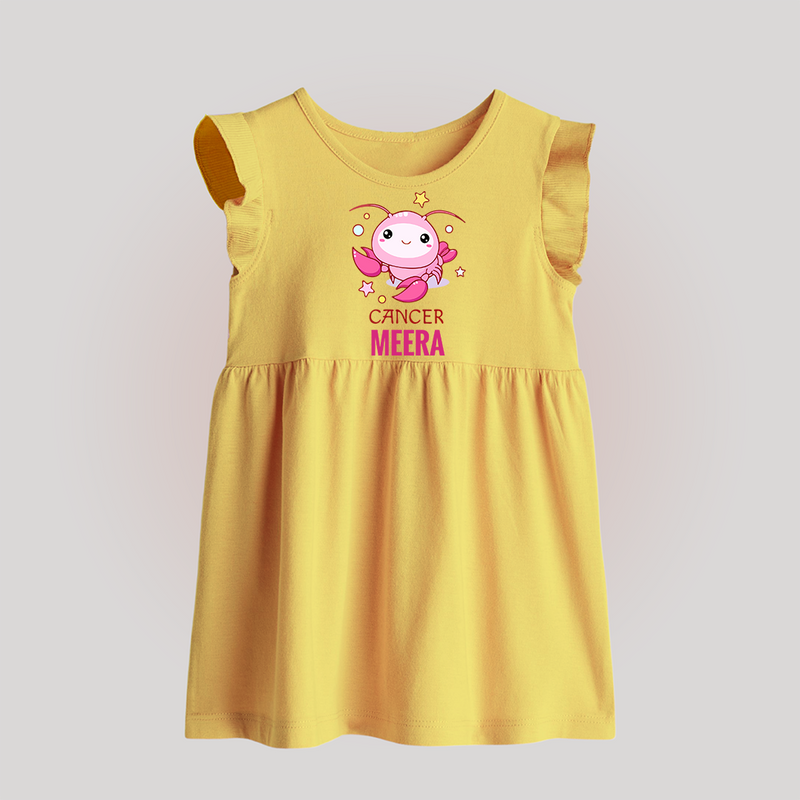 Cancer Baby Frock | Custom Baby Frock for Your Little Cancer Baby - PASTEL YELLOW - 0 - 3 Months Old (Chest 17")