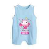 Cancer Baby Romper Suit / Sleeveless Romper | Custom Romper Suit / Sleeveless Romper for Your Little Cancer Baby - BABY BLUE - 0 - 5 Months Old (Chest 18")
