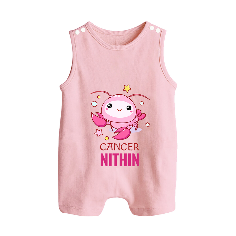 Cancer Baby Romper Suit / Sleeveless Romper | Custom Romper Suit / Sleeveless Romper for Your Little Cancer Baby - BABY PINK - 0 - 5 Months Old (Chest 18")