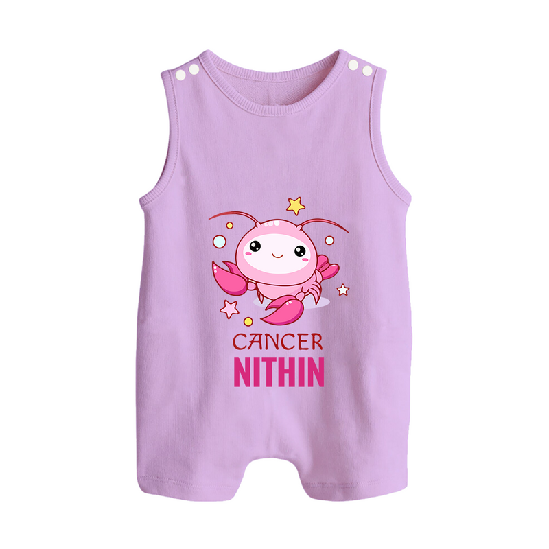 Cancer Baby Romper Suit / Sleeveless Romper | Custom Romper Suit / Sleeveless Romper for Your Little Cancer Baby - LILAC - 0 - 5 Months Old (Chest 18")