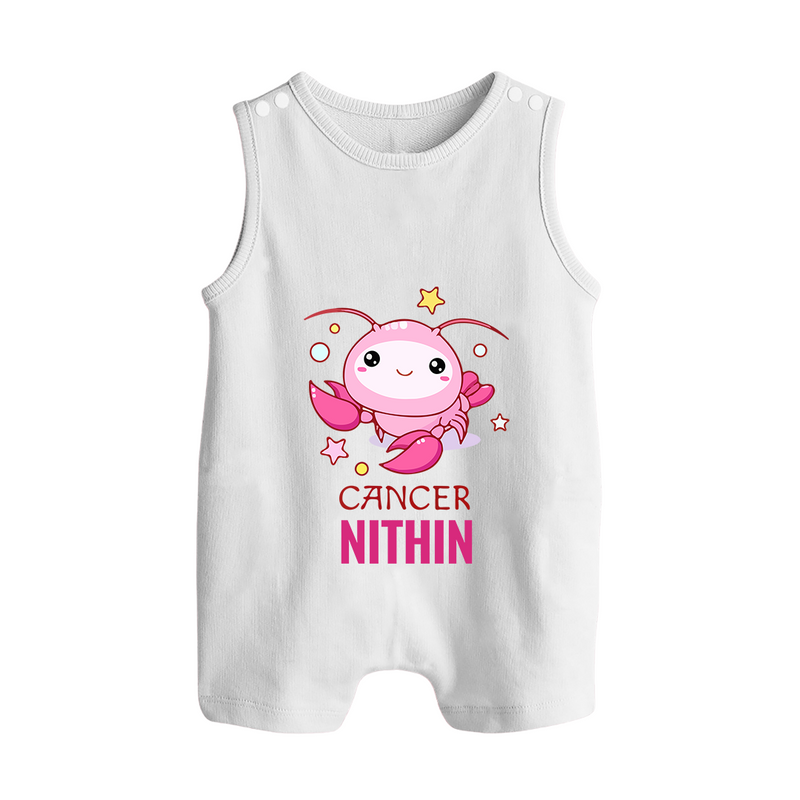 Cancer Baby Romper Suit / Sleeveless Romper | Custom Romper Suit / Sleeveless Romper for Your Little Cancer Baby - WHITE - 0 - 5 Months Old (Chest 18")