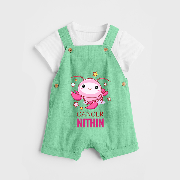 Cancer Baby Dungaree Set | Custom Dungaree Set for Your Little Cancer Baby - GREEN - 0 - 5 Months Old (Chest 18")