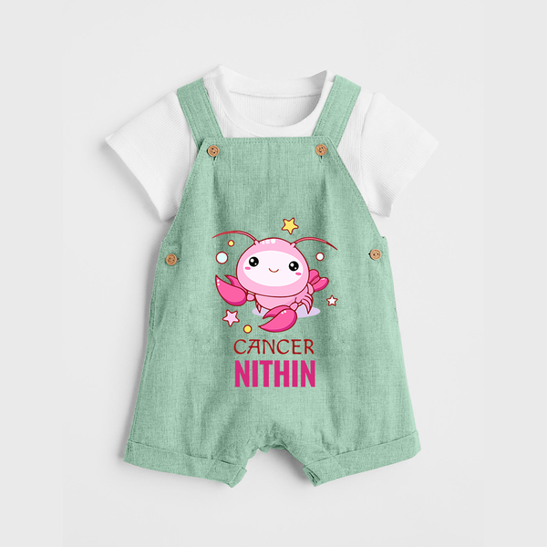 Cancer Baby Dungaree Set | Custom Dungaree Set for Your Little Cancer Baby - MINT GREEN - 0 - 5 Months Old (Chest 18")