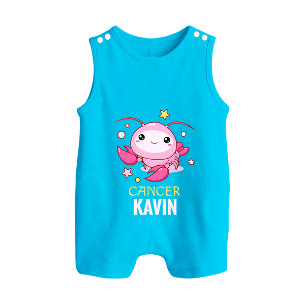 Cancer Baby Romper Suit / Sleeveless Romper | Custom Romper Suit / Sleeveless Romper for Your Little Cancer Baby - SKY BLUE - 0 - 5 Months Old (Chest 18")