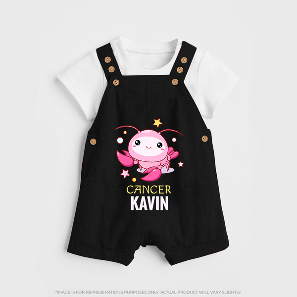 Cancer Baby Dungaree Set | Custom Dungaree Set for Your Little Cancer Baby - BLACK - 0 - 5 Months Old (Chest 18")