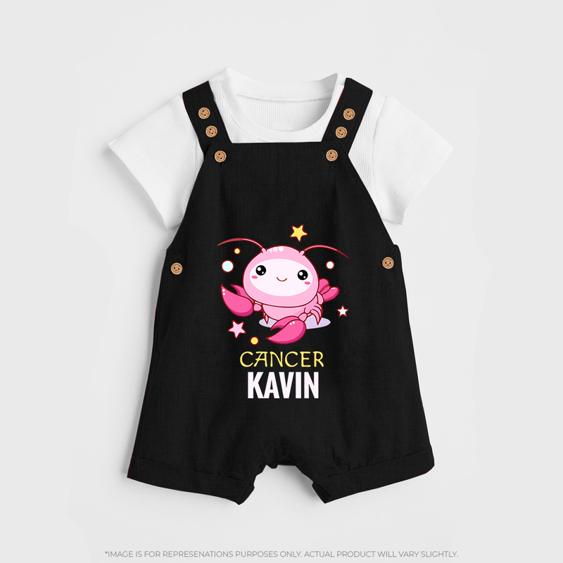Cancer Baby Dungaree Set | Custom Dungaree Set for Your Little Cancer Baby - BLACK - 0 - 5 Months Old (Chest 18")