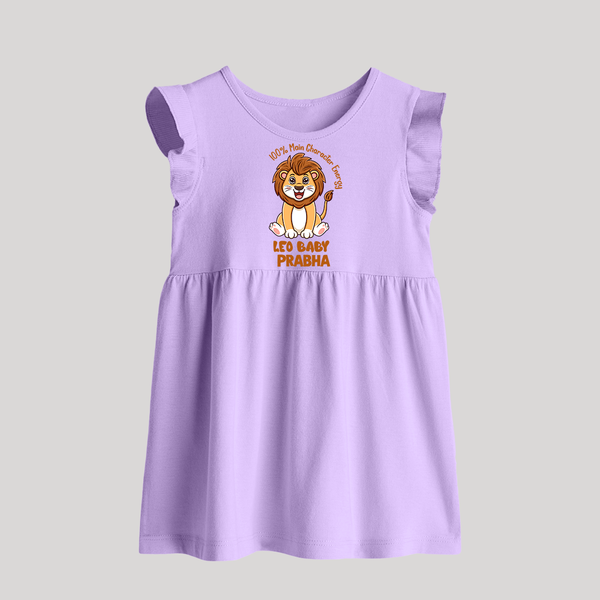 100% Main Character Energy Leo Baby Frock | Personalized Leo Baby Frock for Your Little Star - LILAC - 0 - 3 Months Old (Chest 17")