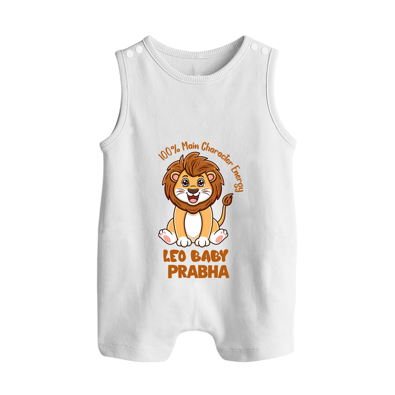100% Main Character Energy Leo Baby Romper Suit / Sleeveless Romper | Personalized Leo Romper Suit / Sleeveless Romper for Your Little Star - WHITE - 0 - 5 Months Old (Chest 18")