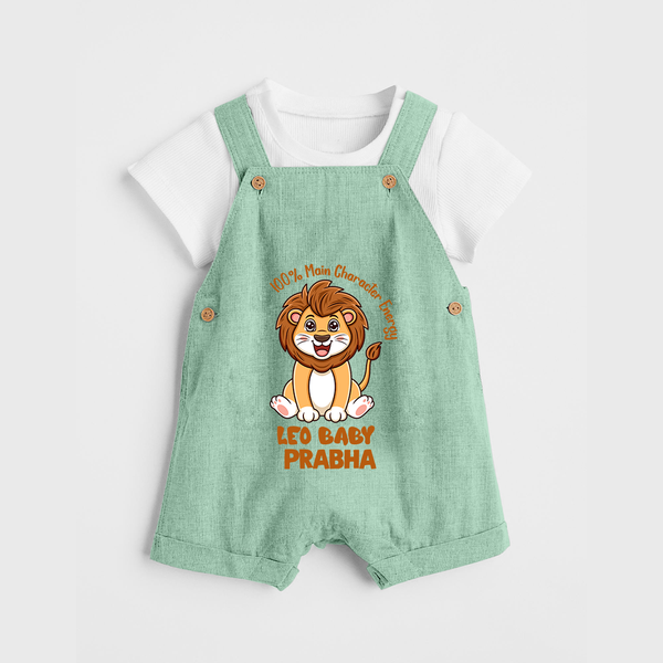 100% Main Character Energy Leo Baby Dungaree Set | Personalized Leo Dungaree Set for Your Little Star - MINT GREEN - 0 - 5 Months Old (Chest 18")