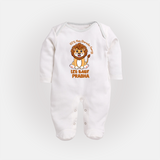 100% Main Character Energy Leo Baby Sleepsuit / Full Sleeve Bodysuit | Personalized Leo Sleepsuit / Full Sleeve Bodysuit for Your Little Star - WHITE - New Born (Chest 7.5")