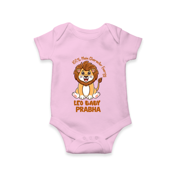 100% Main Character Energy Leo Baby Romper / Onesie | Personalized Leo Romper / Onesie for Your Little Star - BABY PINK - New Born (Chest 14")