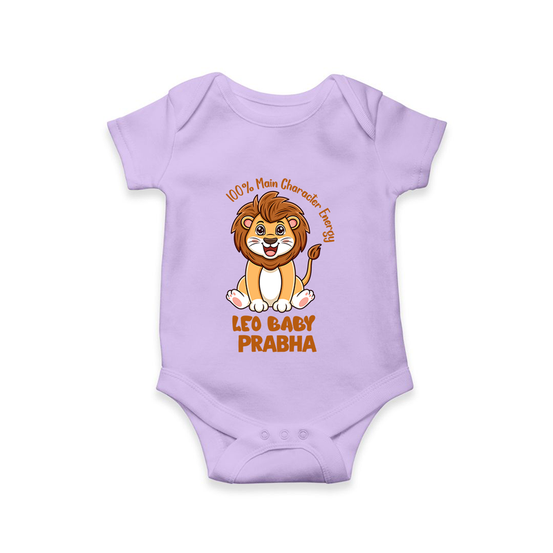 100% Main Character Energy Leo Baby Romper / Onesie | Personalized Leo Romper / Onesie for Your Little Star - LILAC - New Born (Chest 14")