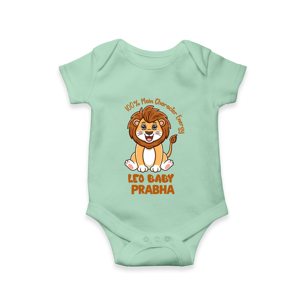 100% Main Character Energy Leo Baby Romper / Onesie | Personalized Leo Romper / Onesie for Your Little Star - MINT GREEN - New Born (Chest 14")
