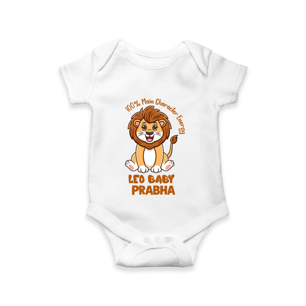 100% Main Character Energy Leo Baby Romper / Onesie | Personalized Leo Romper / Onesie for Your Little Star - WHITE - New Born (Chest 14")