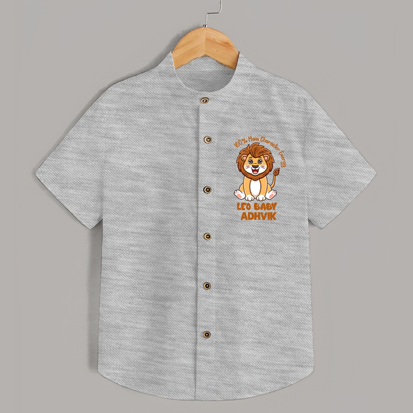 100% Main Character Energy Leo Baby Shirt | Personalized Leo Shirt for Your Little Star - GREY - 0 - 6 Months Old (Chest 23")