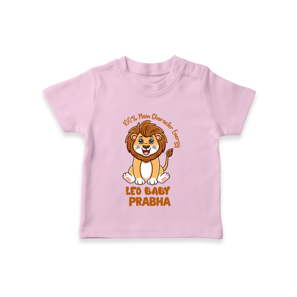 100% Main Character Energy Leo Baby T-Shirt | Personalized Leo T-Shirt for Your Little Star - BABY PINK - 0-5 Months Old (Chest 17")
