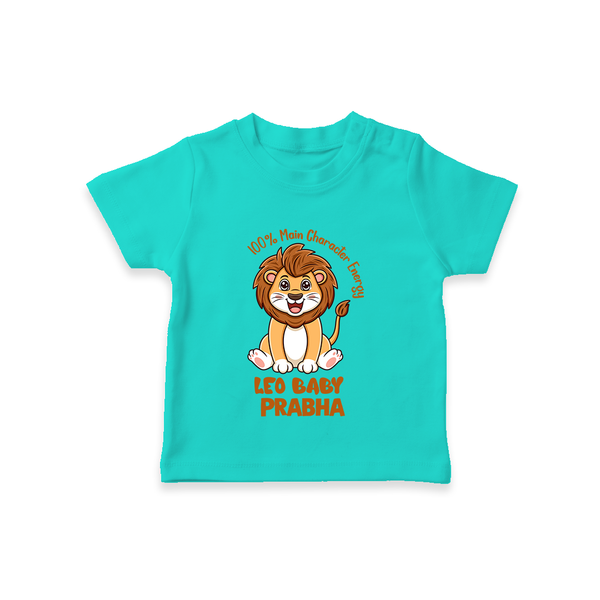 100% Main Character Energy Leo Baby T-Shirt | Personalized Leo T-Shirt for Your Little Star - TEAL - 0-5 Months Old (Chest 17")