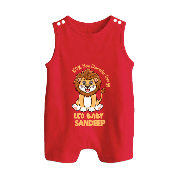 100% Main Character Energy Leo Baby Romper Suit / Sleeveless Romper | Personalized Leo Romper Suit / Sleeveless Romper for Your Little Star - RED - 0 - 5 Months Old (Chest 18")
