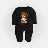 100% Main Character Energy Leo Baby Sleepsuit / Full Sleeve Bodysuit | Personalized Leo Sleepsuit / Full Sleeve Bodysuit for Your Little Star - BLACK - New Born (Chest 7.5")