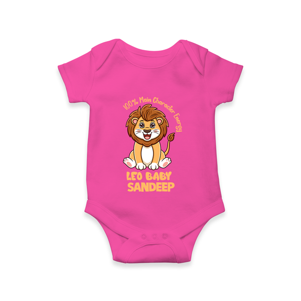 100% Main Character Energy Leo Baby Romper / Onesie | Personalized Leo Romper / Onesie for Your Little Star - HOT PINK - New Born (Chest 14")