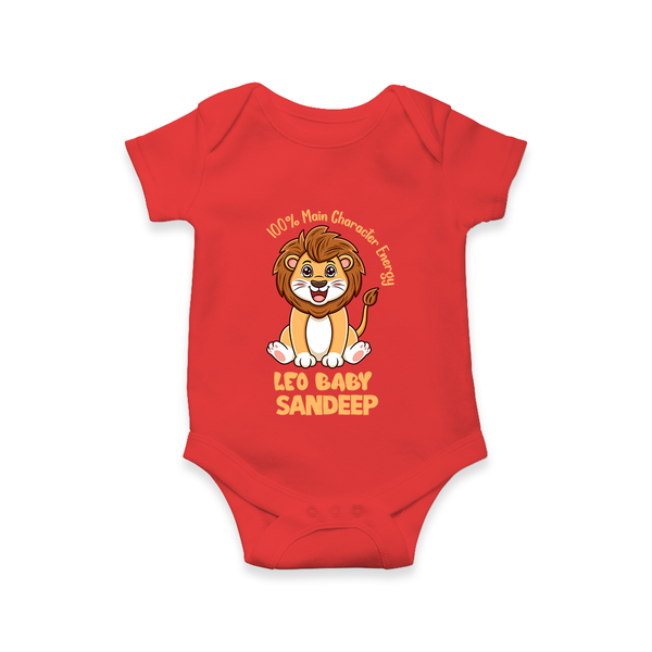 100% Main Character Energy Leo Baby Romper / Onesie | Personalized Leo Romper / Onesie for Your Little Star - RED - New Born (Chest 14")