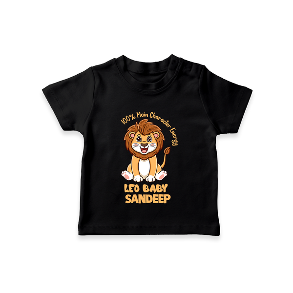 100% Main Character Energy Leo Baby T-Shirt | Personalized Leo T-Shirt for Your Little Star - BLACK - 0-5 Months Old (Chest 17")